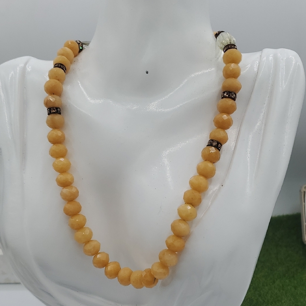 Elegant Beaded Necklace in Egg Warm Yellow 16 Inch N3909
